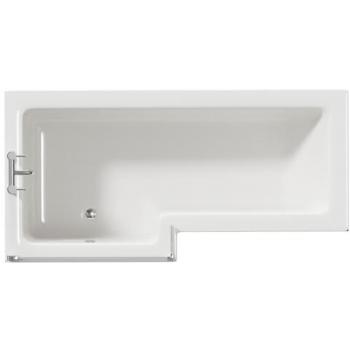 L‑Shaped Loire 1700 mm Left‑Hand Shower Bath, Matte Black Front/Rear Panel Finish