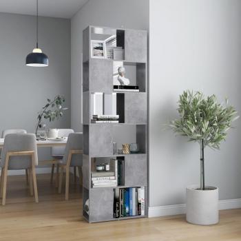 VidaXL Librería separador contrachapada gris hormigón 60x24x186 cm