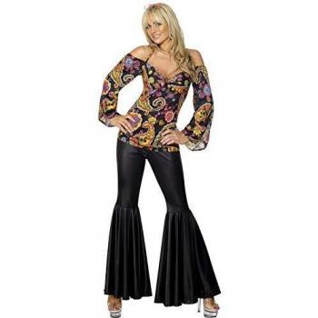 Costume da Hippie per Donna con Stampe Colorate e Pantaloni Svasati