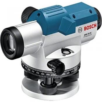 Bosch Professional Optisches Nivelliergerät GOL 32 G mit Baustativ und Messlatte