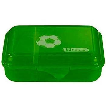Step by Step Pausenbox „Fußballstar“, grün, mit Trennwand und Klickverschluss, spülmaschinenfest, BPA-frei, für Schule und Kindergarten, für Jungen und Mädchen, 0,9 Liter