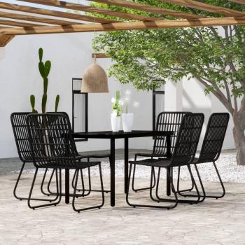Juego de comedor exterior 7 piezas negro