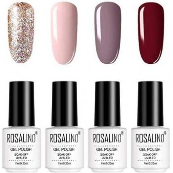 Esmaltes de Uñas en Gel UV LED ROSALIND 4pcs Brillo Arcoiris 7ml
