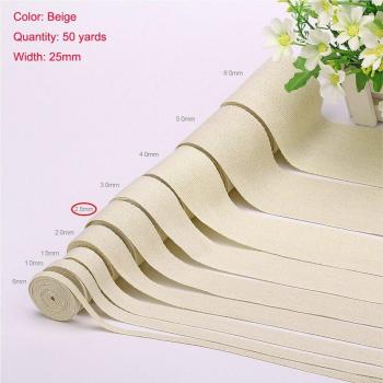 Cinta de sarga de espiga de algodón Beige – Rollo 20 mm