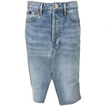 Women's Denham Light Blue Distressed Denim Skirt W28