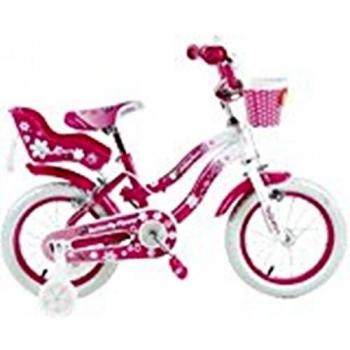 Biker Toys Bicicletta Butterfly Flower 16 – Taglia 16, Cestino Rosa/Bianco