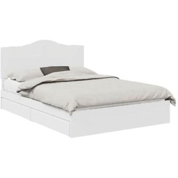 Engineered Wood White Storage Bed with Headboard, 140x200 – Vida XL