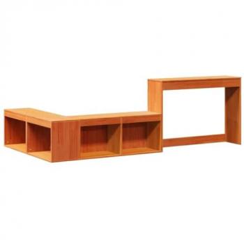 Mesa Cabeceira com Escritório VidaXL Pino Castanho Mel 232x122x75 cm