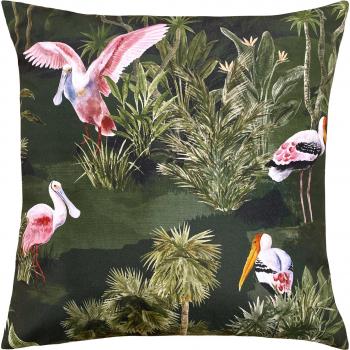 Platalea Botanical Outdoor Filled Cushion 43cm x 43cm Bottle Green