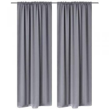 Grey Slot-Headed Blackout Curtains by vidaXL
