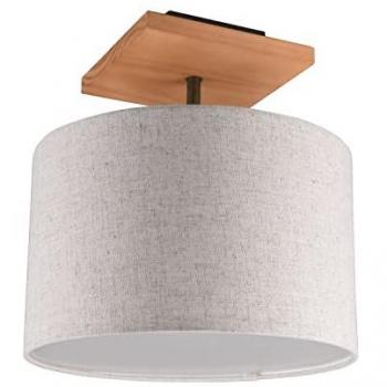Plafoniera Elmau in Legno con Paralume Sabbia, 1xE27, Ø35cm, Altezza 36,5cm