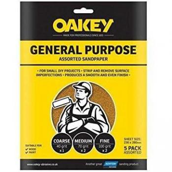 Oakey OAK58290 Glasspaper Sanding Sheets 230 x 280mm Course/Extra Coarse 40G (5)