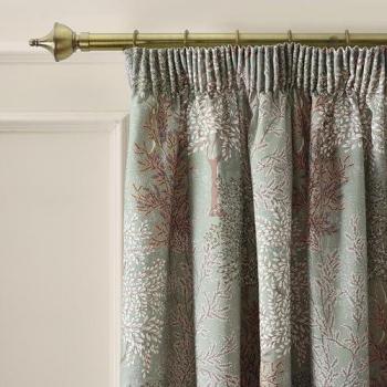 Catherine Lansfield “Woodland Trees” Lined Green Pleat Window Treatment – 168 cm Wide, 229 cm Drop