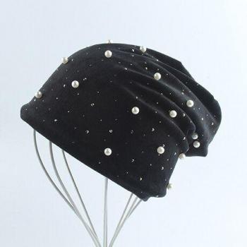 Bonnets Skullies Velours Nuit Blanche Femme, Perles Brillantes