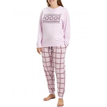 Set Pigiama Rosa Donna M Collo Tondo Manica Lunga