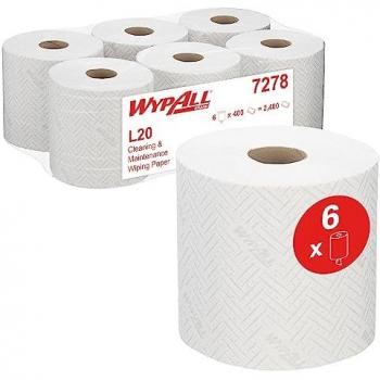 WypAll L20 Cleaning & Maintenance Centrefeed Wiping Paper White 6 Rolls x 400 (2-Ply)