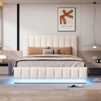 Letto bianco con testiera e contenitore matrimoniale 140x200 cm