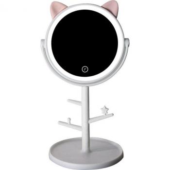 LED Lighted Touch Screen Makeup Mirror with Storage Compartment