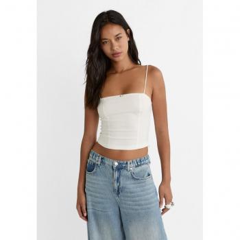 Top bianco con spalline e fiori S
