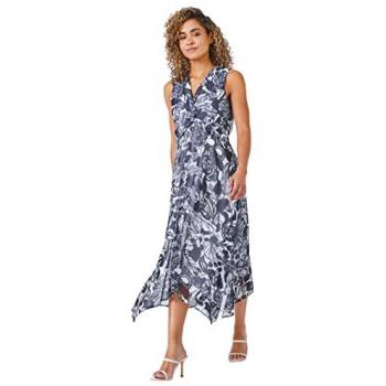 Roman Petite Floral Print Hanky Hem Dress
