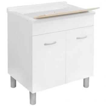 Lavabo con Mueble de Nogal y Encimera de Madera 80 cm × 50 cm