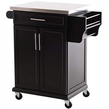 Desserte de cuisine à roulettes avec double portes et range couverts