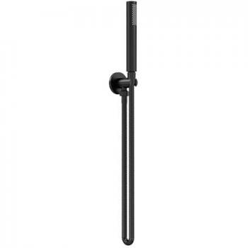 Matte Black Minimalist Shower Handset with Round Outlet Elbow & Parking Bracket