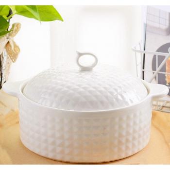 1800ML Ceramic Soup Pot Nordic Style with Glass Cover