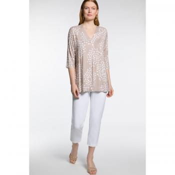 Plus Size Brown V-Neck Brushstroke Dot Top, Women, Size 16/18