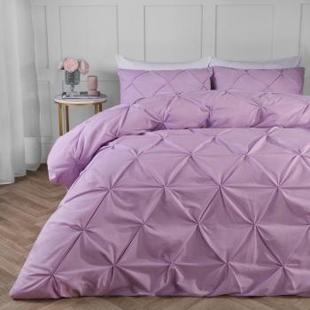 Highams Lilac Pintuck Duvet Cover with Pillowcase