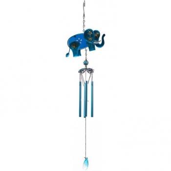 Painted Glass Elephant Wind Chimes