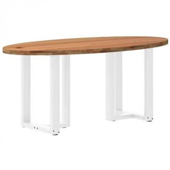 VidaXL Solid Wood Oak Dining Table, Light Brown, 180cm Length x 90cm Width x 74cm Height, Oval