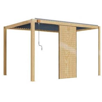 Pergola bioclimatique 3x4m en bois avec 1 claustra autoportée