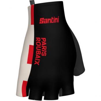 Santini 2025 Gants Roupie Paris‑Roubaix – M Noir-Blanc-Rouge