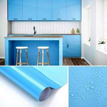 KINLO Adesivi Carta Mobili 0.6m * 5m (1 Rotolo) Blu Nessuna Colla PVC Impermeabile