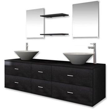 Sonata Nine Piece Bathroom Furniture Set with Basin and Tap Black