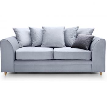 Abakus Direct Sofa, Chicago Model, 3 Seats, Silver Blue Velvet, Dimensions: 203