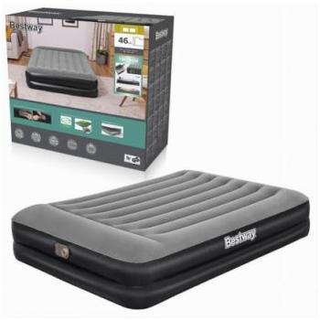 Traesio Matón Aire: Cama Inflable Negra/Grises con Inflador Embebido