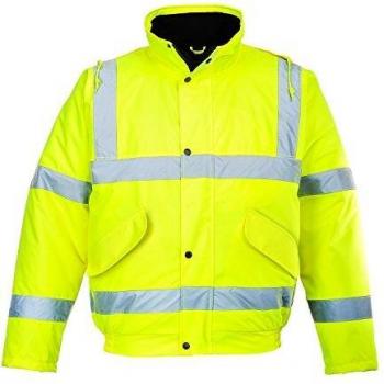 Portwest S463YER8XL Hi-Viz Bomber Jacket, Regular Cut, Yellow Color, Extra Large Size 8X