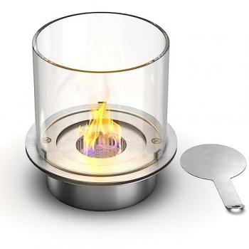 Biocheminée Divina Fire – Modèle rond 3 L avec verre, acier inoxydable