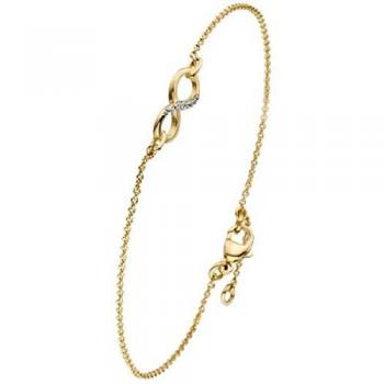 Jobo Damen Armband Unendlichkeit 375 Gold Gelbgold bicolor 7 Zirkonia 19,5 cm