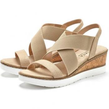LASCANA Beige Sandalette für Damen mit Keilabsatz