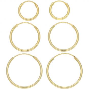 Goldfarbenes Firetti Creolen‑Set (gelbgold) – 6‑teilige Silberschmuckkollektion