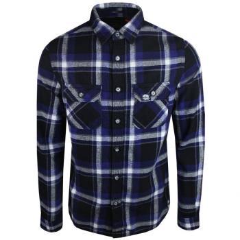 Superdry Herrenblues mit Bellingham Blue Check Muster, Größe M