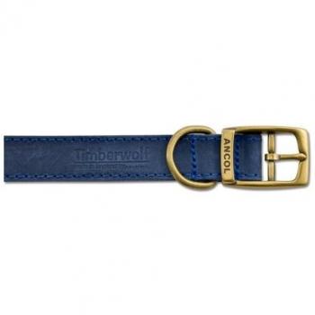 Timberwolf Leather Dog Collar Blue 28-36cm Size 3