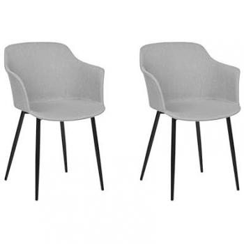 Chaise banquet double, tissu gris clair, accoudoirs intégrés, modèle Elim