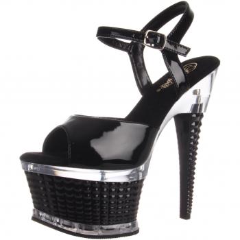 Pleaser ILLUSION‑659 Damenplateau‑Highheel – Patina‑Schwarz & Schwarz – EU 40,41 – US 10