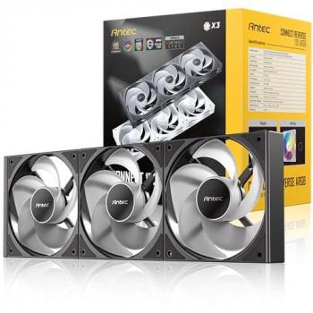 Antec Connect 120 ARGB Reverse Flow 120mm PWM Case Fans – 3‑Pack – Black