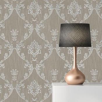 Ornament Barock Giulia M1 – Vliestapete in Silber & Braun