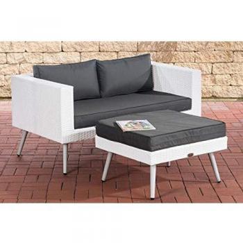 CLP Polyrattan 2er Sofa MOLDE I Gartensofa mit Fußhocker I Loungeset